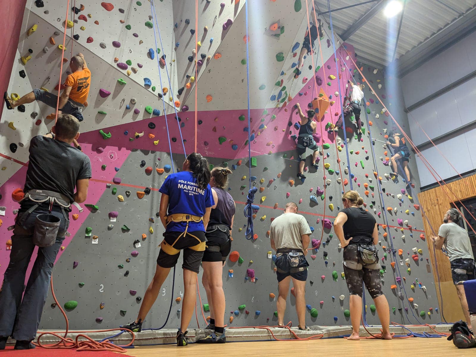 Thau Escalade Loupian : pratique dans le cadre des activités régulières du club à la Halle de Sport Alice Milliat de Loupian